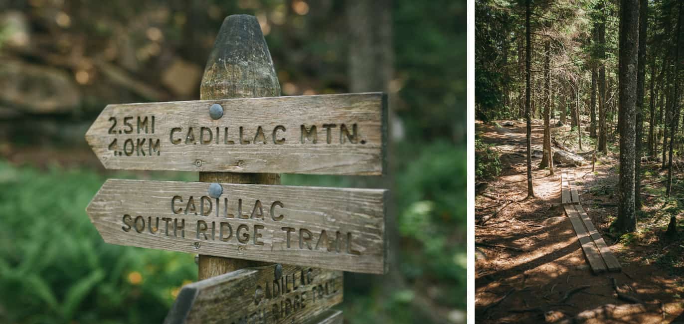 Cadillac Mountain South Ridge trail sign
