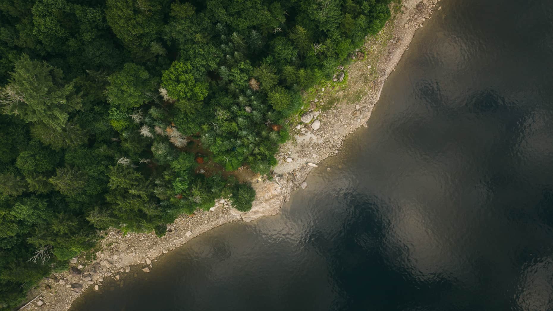 Top down view of Beaver Island on Aziscohos Lake